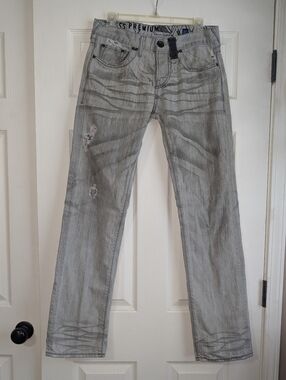 Premium Guess Men's Grey Factory Distressed Jeans Size 30